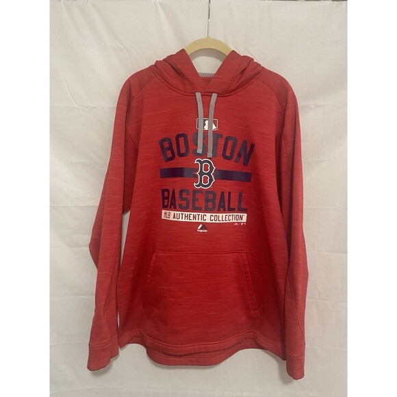 Boston Red Sox Majestic Field Therma Base Hoodie Hooded Sweatshirt Men’s Large - Picture 2 of 12